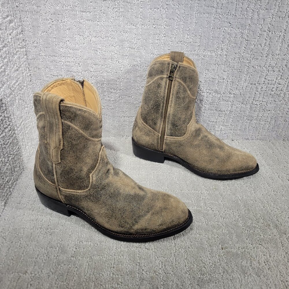 Tecovas The Dean Men's Size US 8EE Taupe Suede Side Zip Western Boots - Picture 6 of 10